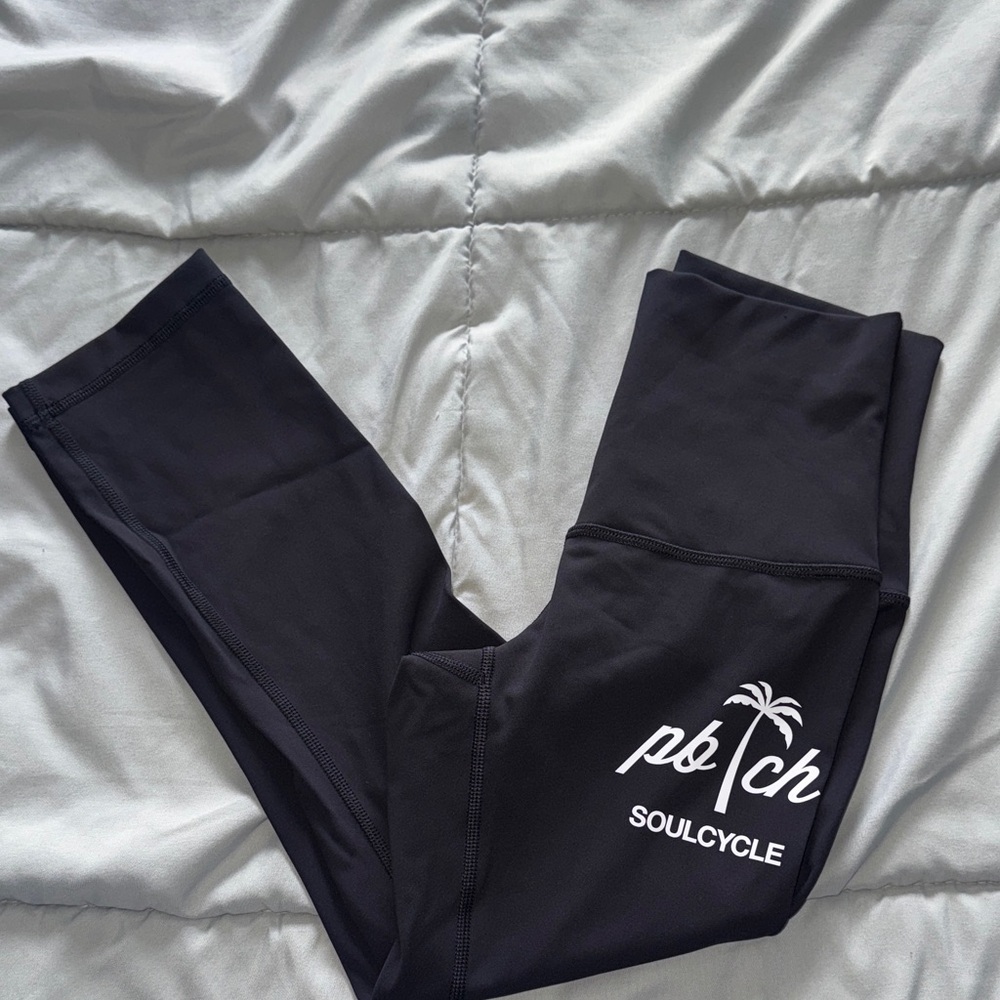 Lulumoon | soulcycle Black Leggings with White 'pb/ch' Logo